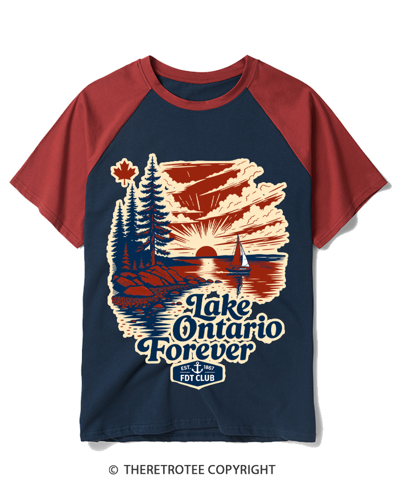 TheRetroTee Lake Ontario Forever 1660 Raglan Baseball T-Shirt