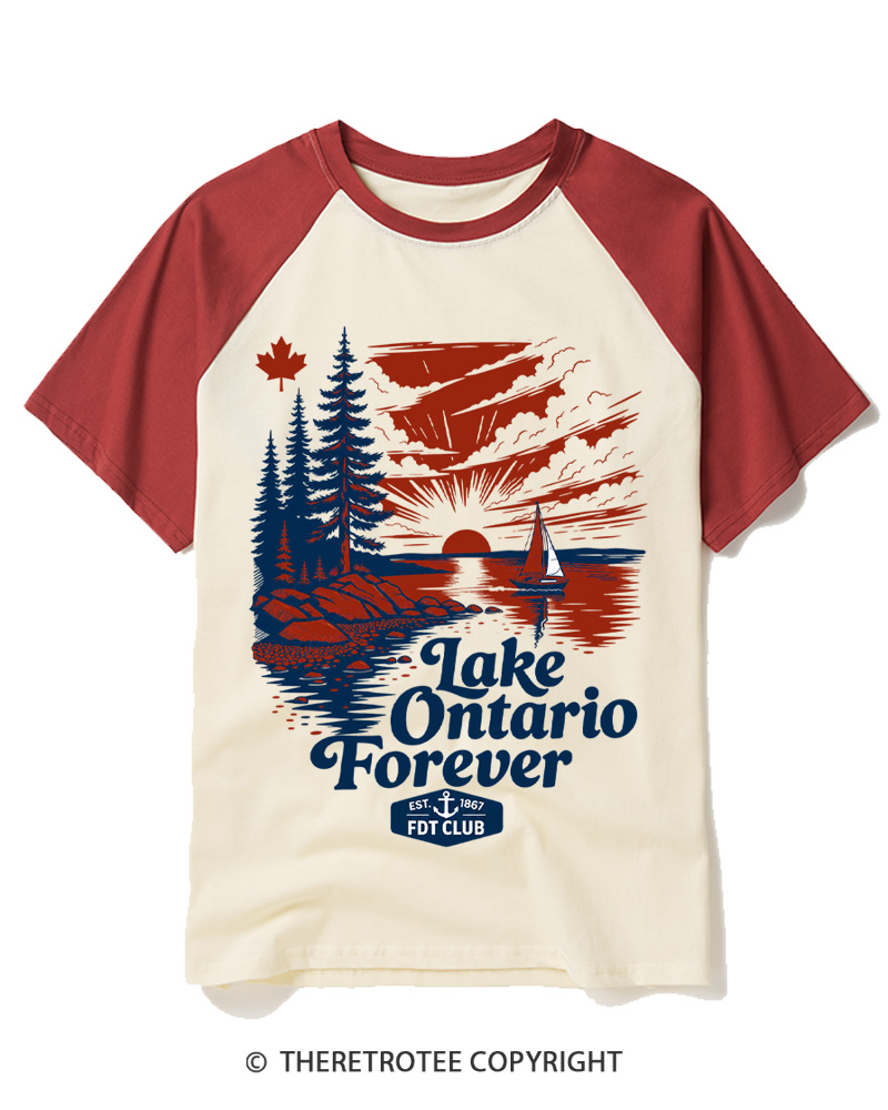 TheRetroTee Lake Ontario Forever 1660 Raglan Baseball T-Shirt