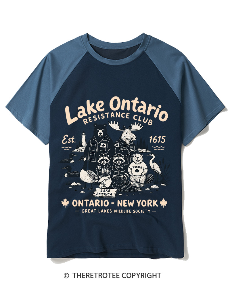 TheRetroTee Lake Ontario Forever 1662 Raglan Baseball T-Shirt
