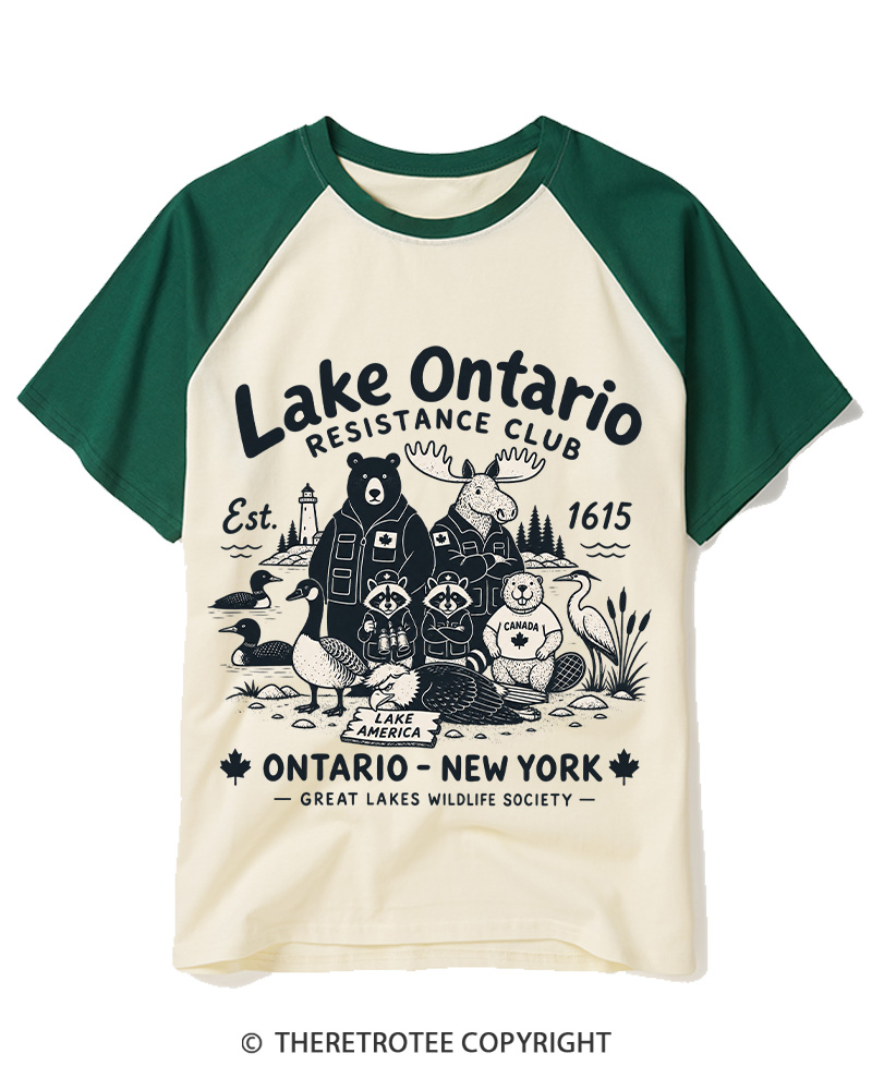 TheRetroTee Lake Ontario Forever 1662 Raglan Baseball T-Shirt