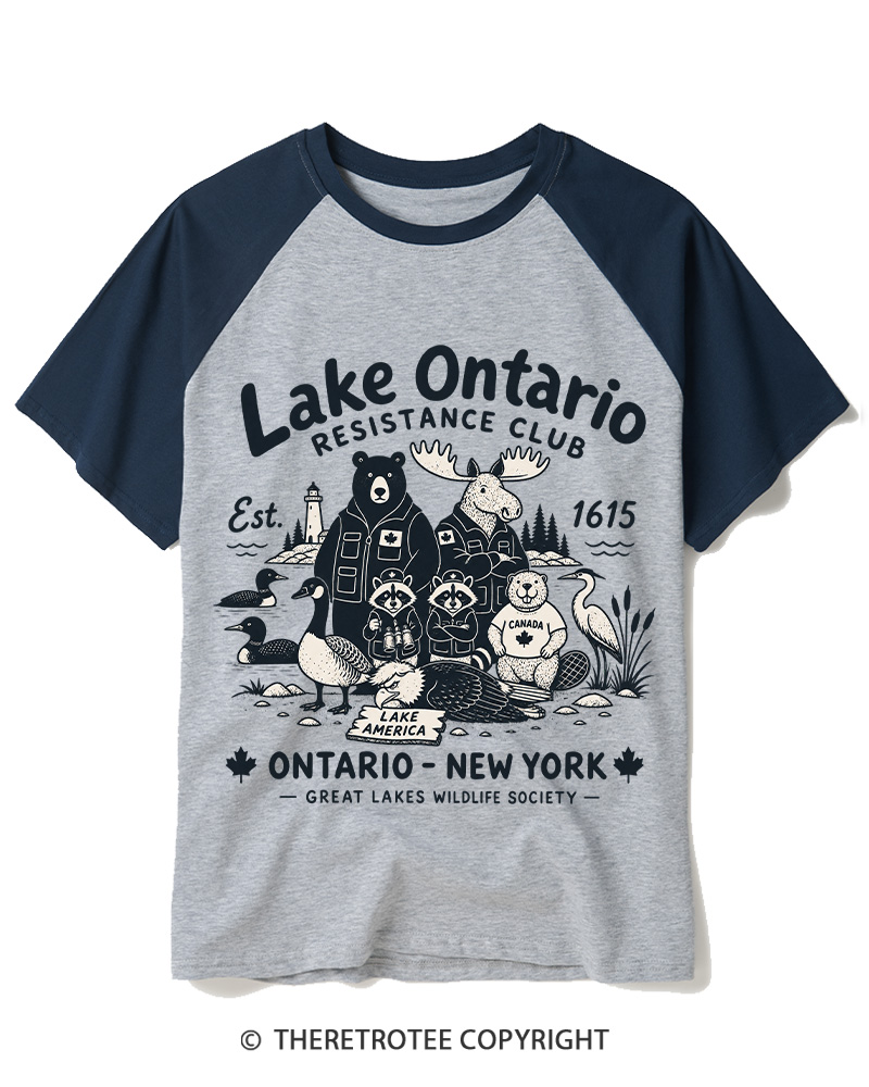 TheRetroTee Lake Ontario Forever 1662 Raglan Baseball T-Shirt
