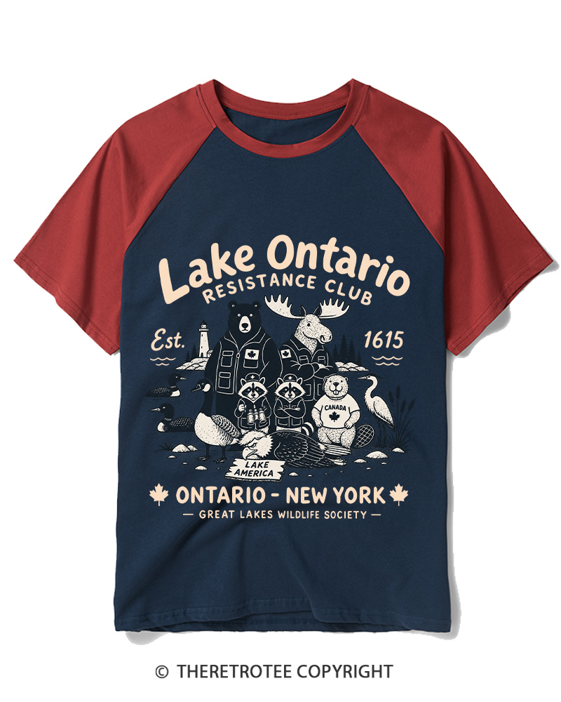 TheRetroTee Lake Ontario Forever 1662 Raglan Baseball T-Shirt