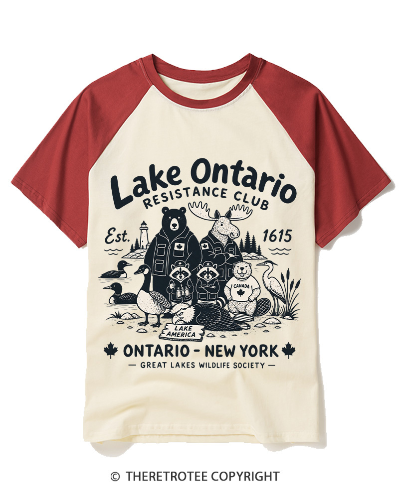 TheRetroTee Lake Ontario Forever 1662 Raglan Baseball T-Shirt