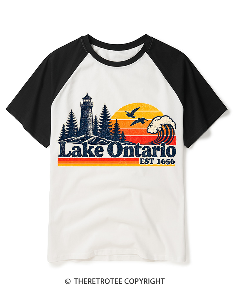 TheRetroTee Lake Ontario Forever 1663 Raglan Baseball T-Shirt
