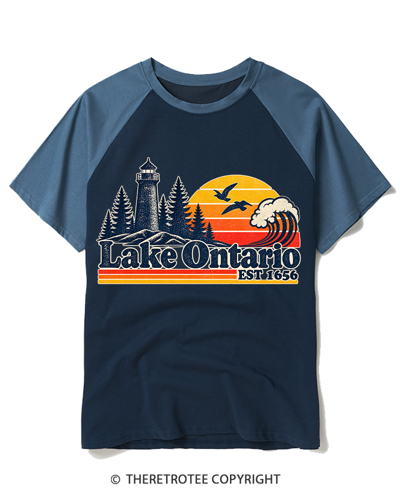 TheRetroTee Lake Ontario Forever 1663 Raglan Baseball T-Shirt