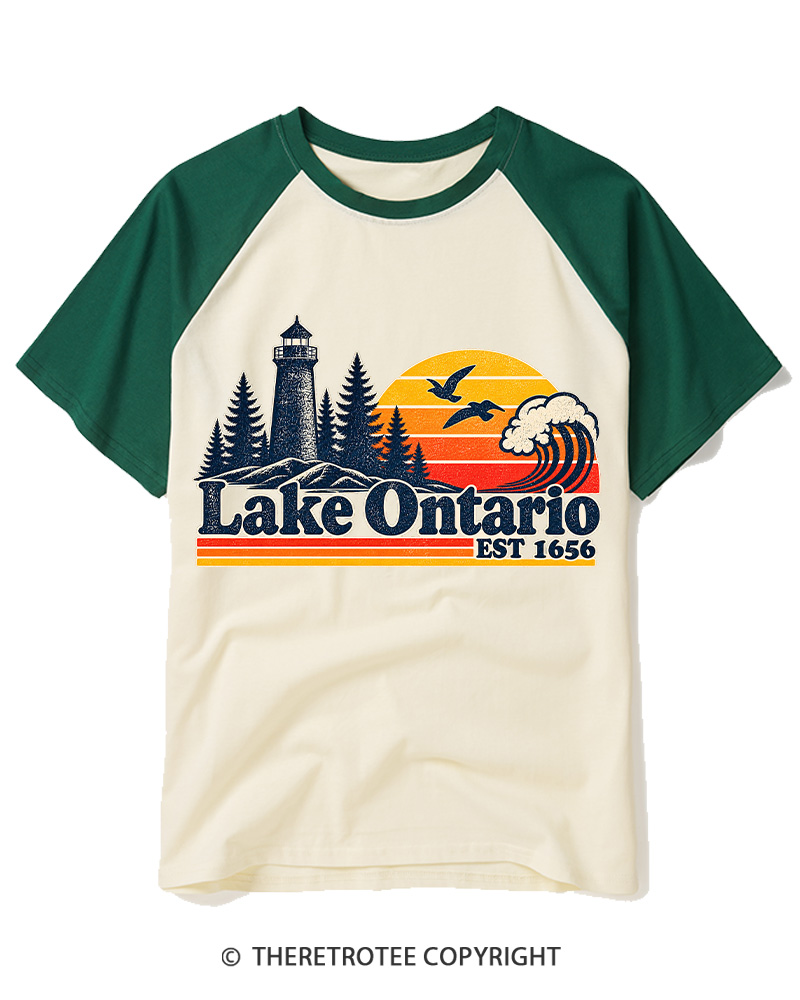 TheRetroTee Lake Ontario Forever 1663 Raglan Baseball T-Shirt
