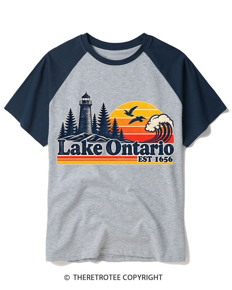 TheRetroTee Lake Ontario Forever 1663 Raglan Baseball T-Shirt
