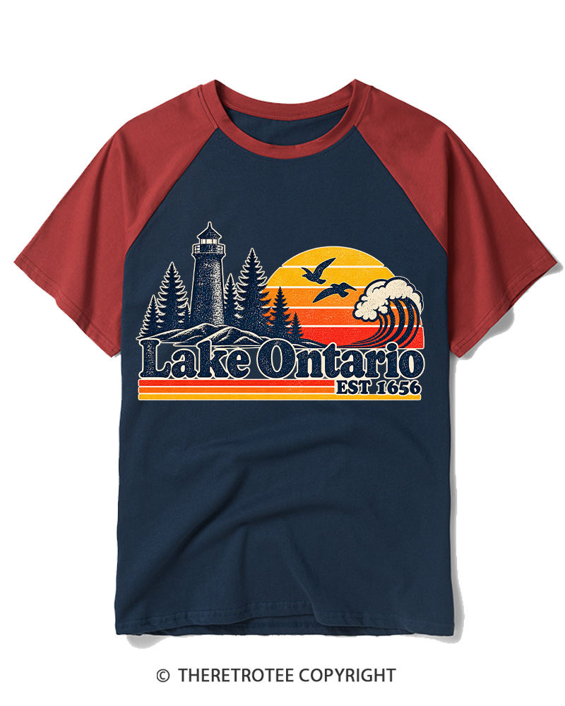 TheRetroTee Lake Ontario Forever 1663 Raglan Baseball T-Shirt