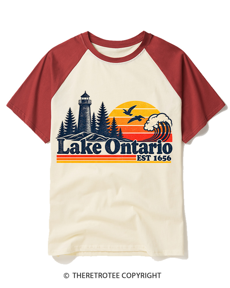 TheRetroTee Lake Ontario Forever 1663 Raglan Baseball T-Shirt