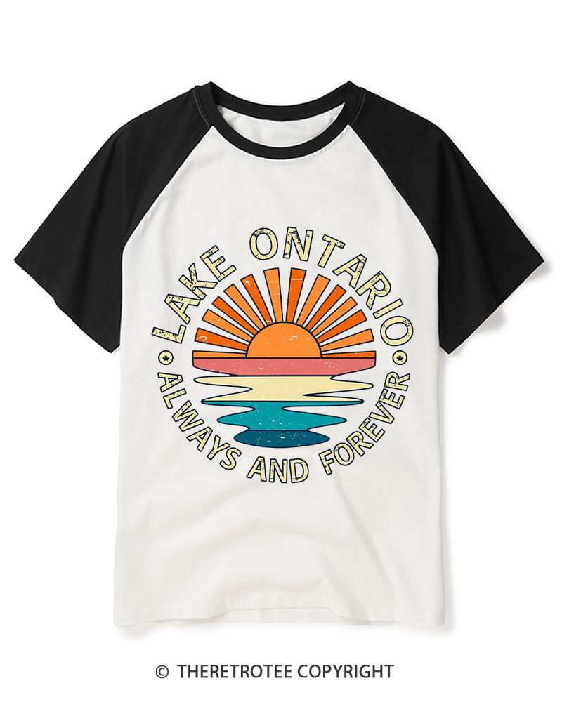 TheRetroTee Lake Ontario Forever 1664 Raglan Baseball T-Shirt