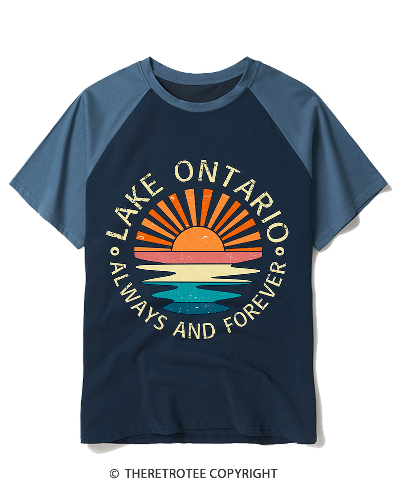 TheRetroTee Lake Ontario Forever 1664 Raglan Baseball T-Shirt