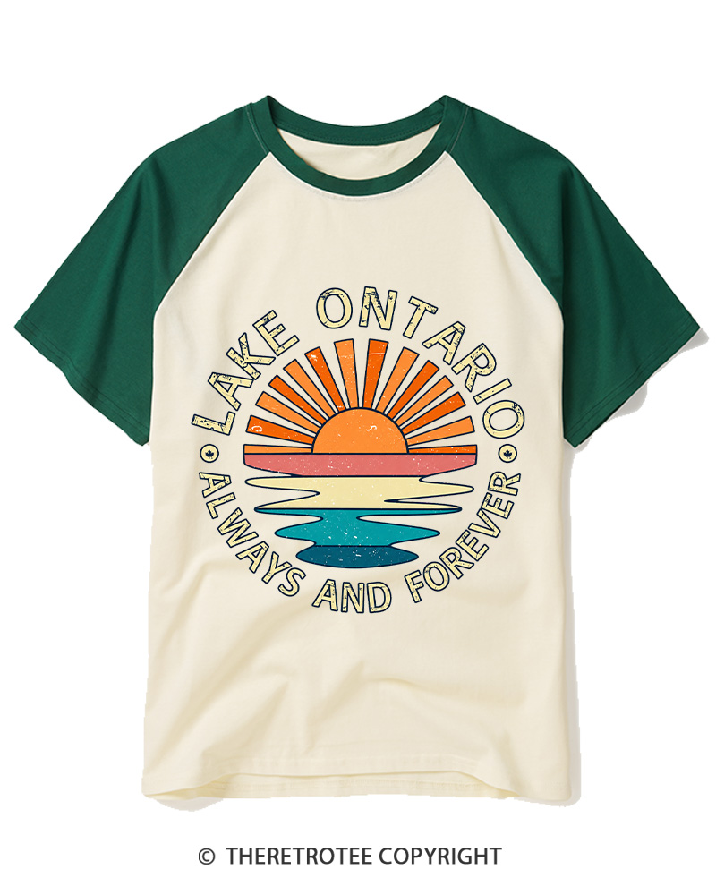 TheRetroTee Lake Ontario Forever 1664 Raglan Baseball T-Shirt