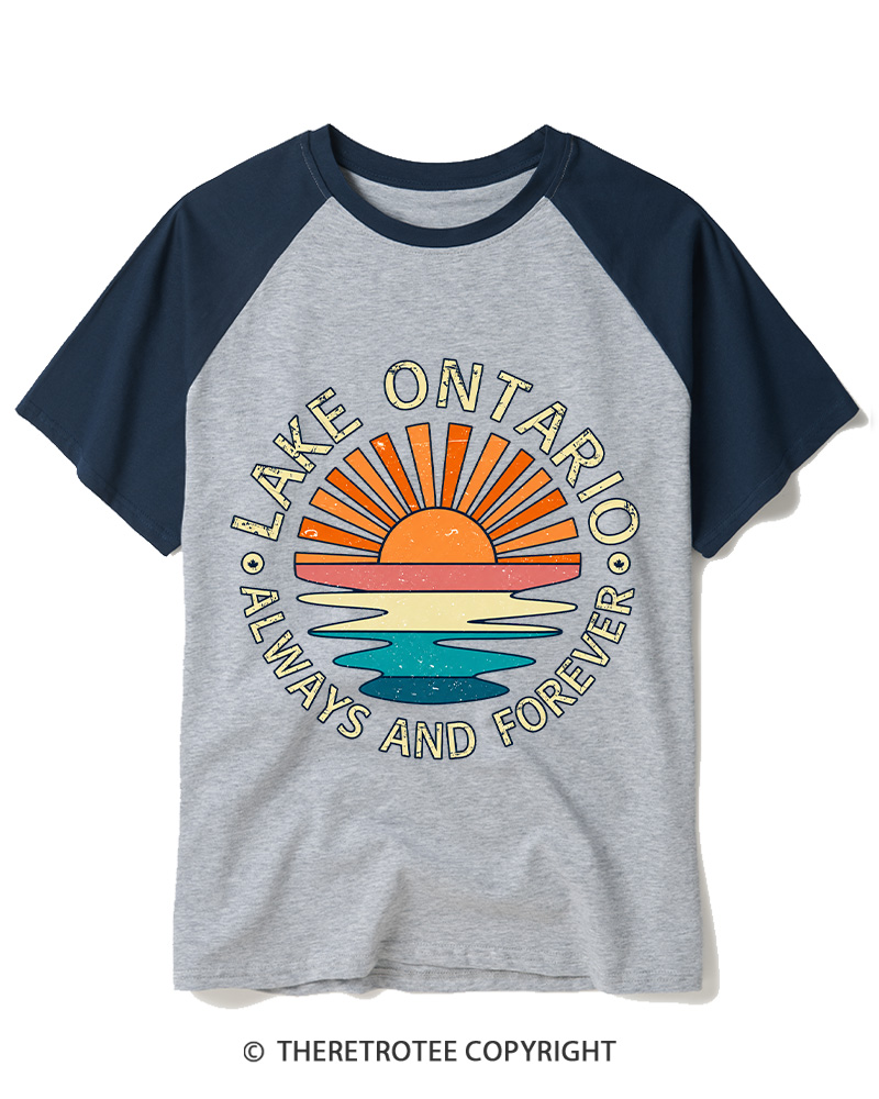 TheRetroTee Lake Ontario Forever 1664 Raglan Baseball T-Shirt