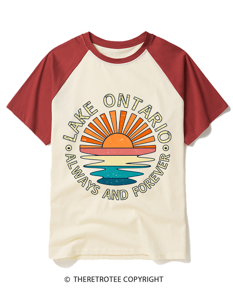 TheRetroTee Lake Ontario Forever 1664 Raglan Baseball T-Shirt