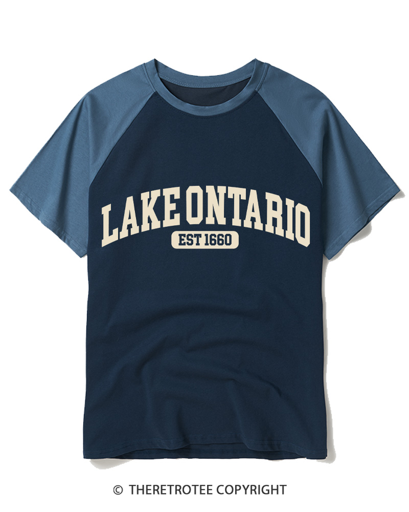 TheRetroTee Lake Ontario Forever 1665 Raglan Baseball T-Shirt