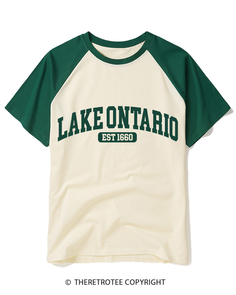 TheRetroTee Lake Ontario Forever 1665 Raglan Baseball T-Shirt