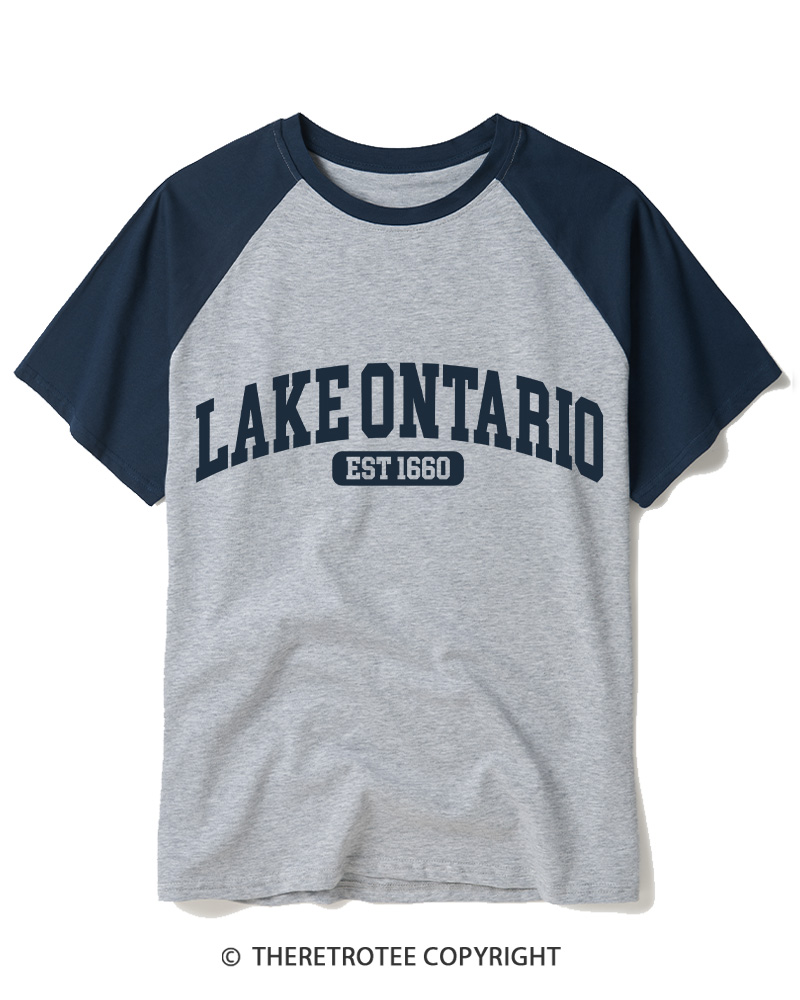 TheRetroTee Lake Ontario Forever 1665 Raglan Baseball T-Shirt