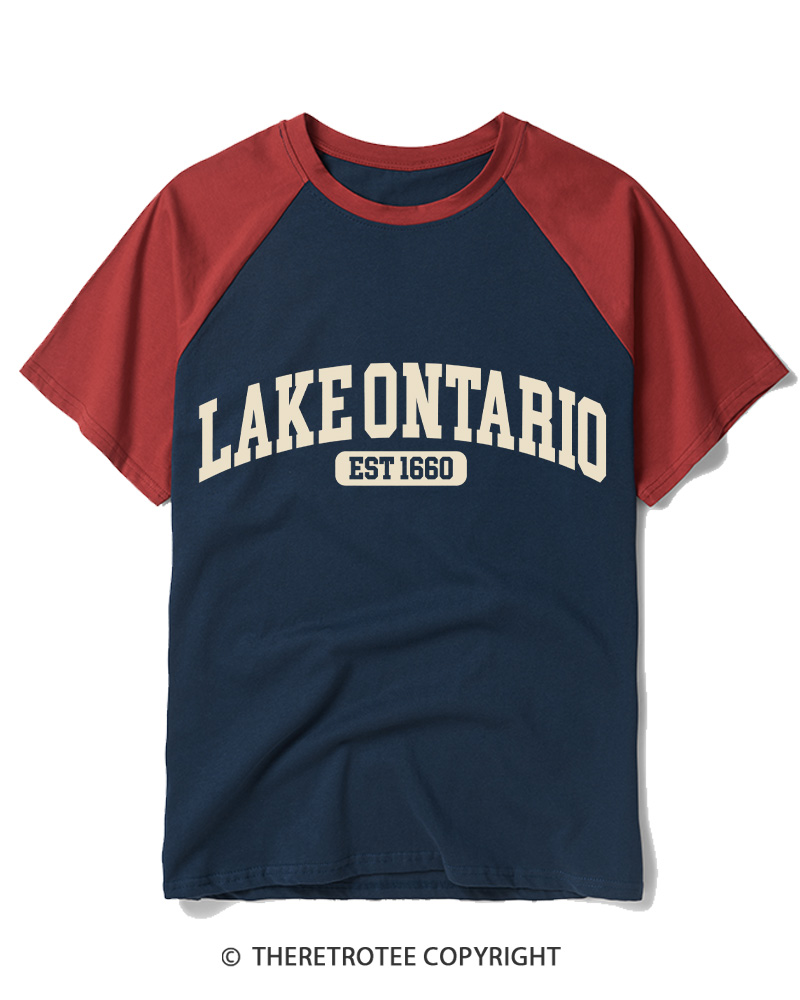 TheRetroTee Lake Ontario Forever 1665 Raglan Baseball T-Shirt