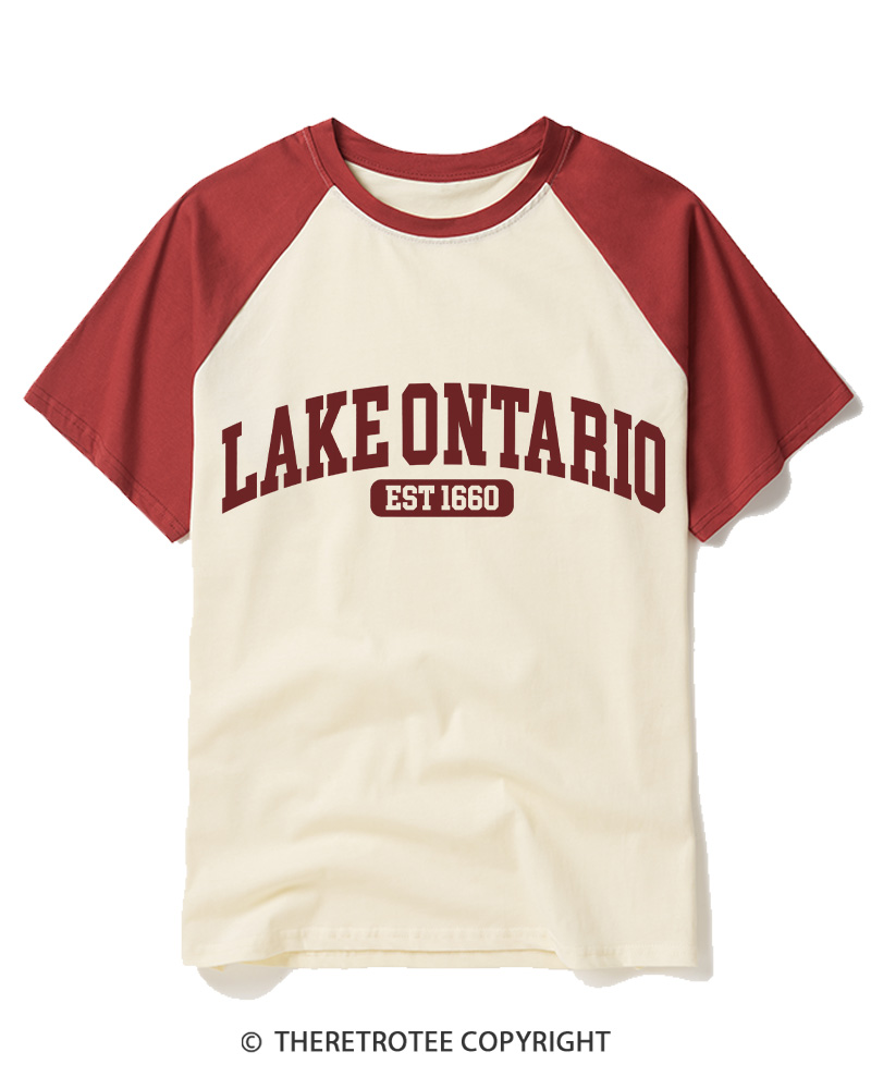 TheRetroTee Lake Ontario Forever 1665 Raglan Baseball T-Shirt
