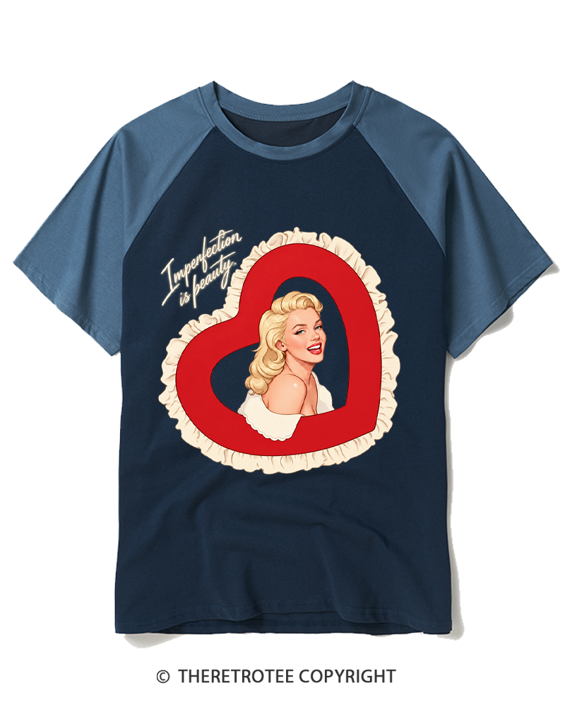 TheRetroTee Vintage 1950s Movie Star Inspired Graphic Raglan Baseball T-Shirt
