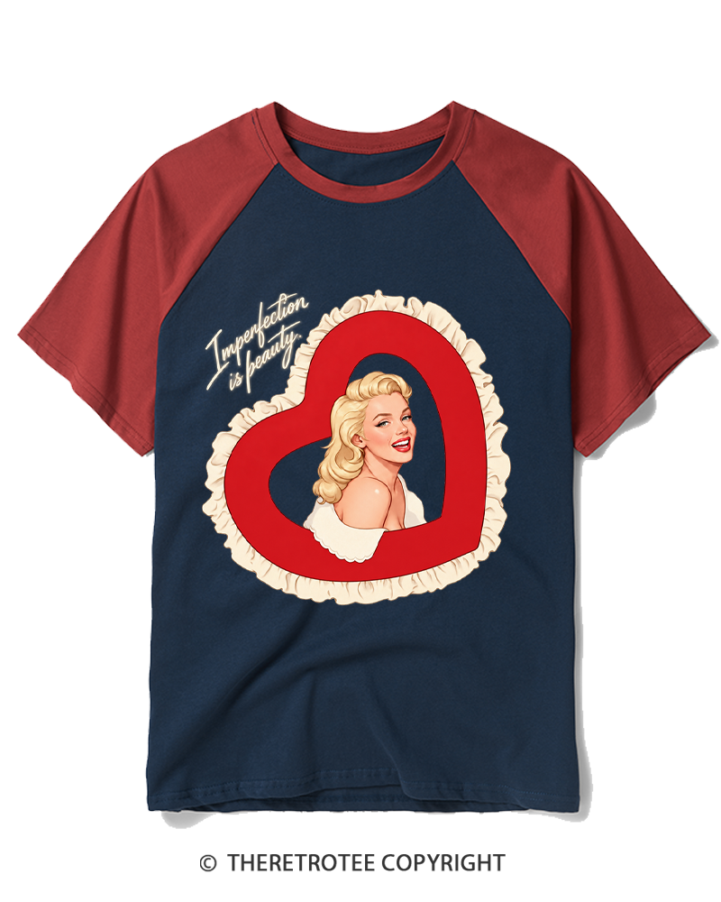 TheRetroTee Vintage 1950s Movie Star Inspired Graphic Raglan Baseball T-Shirt