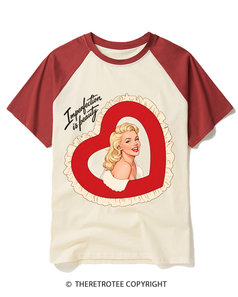 TheRetroTee Vintage 1950s Movie Star Inspired Graphic Raglan Baseball T-Shirt