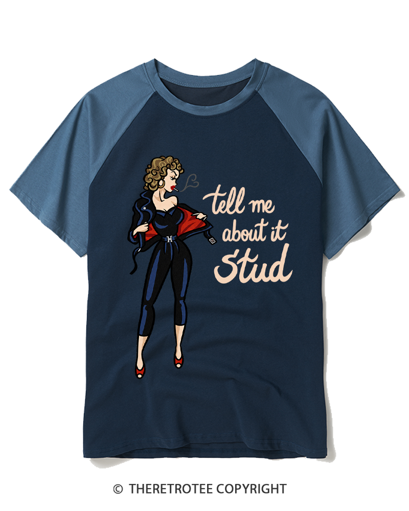 TheRetroTee Vintage Tell Me About It Stud Raglan Baseball T-Shirt