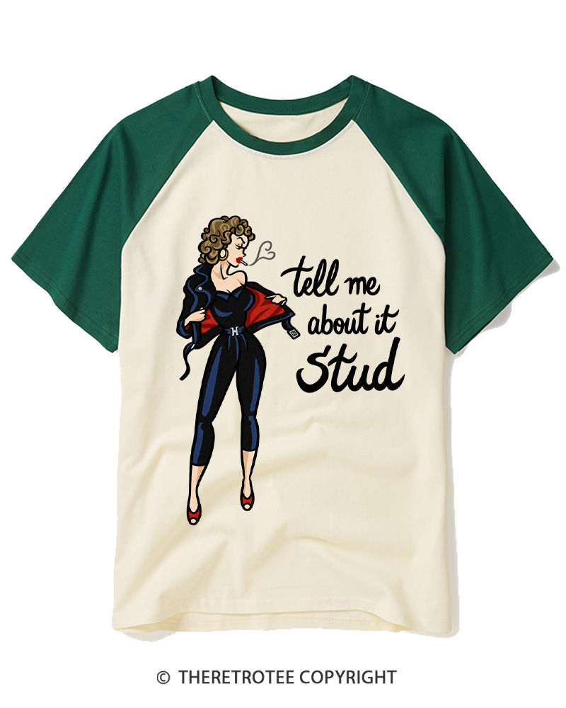 TheRetroTee Vintage Tell Me About It Stud Raglan Baseball T-Shirt