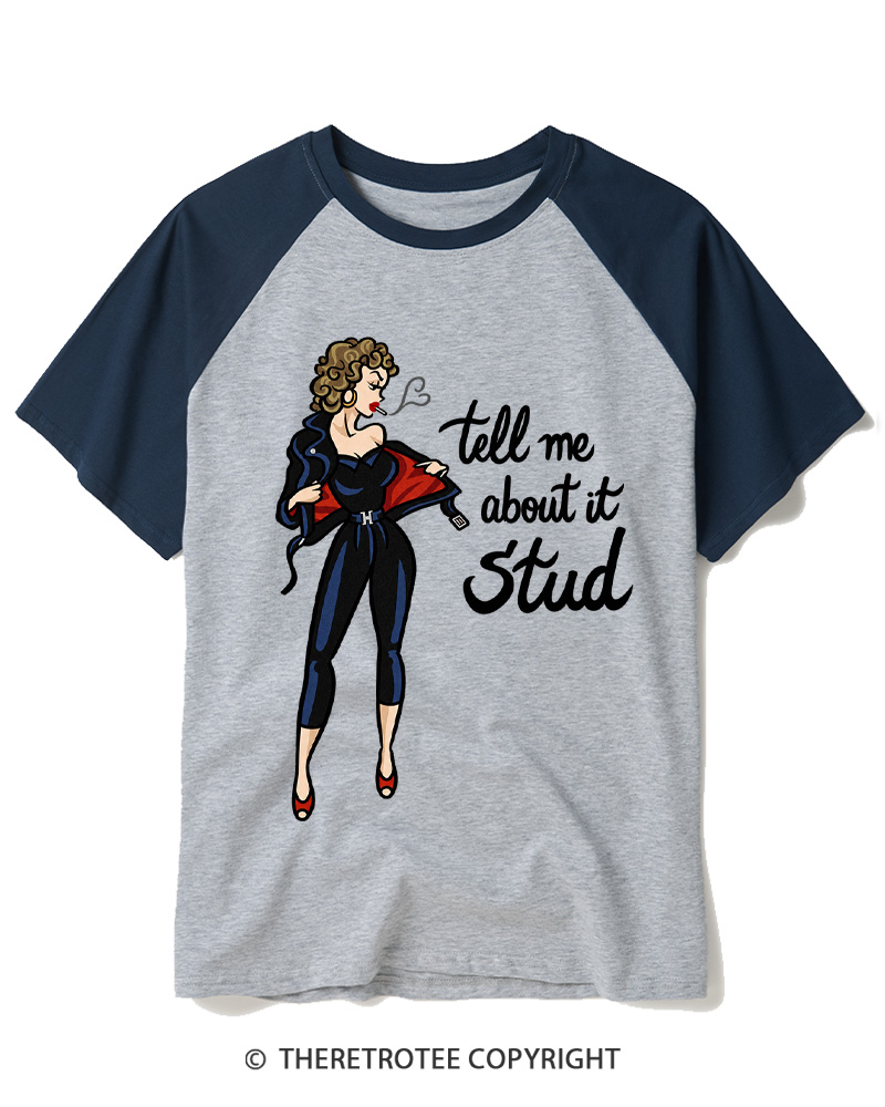 TheRetroTee Vintage Tell Me About It Stud Raglan Baseball T-Shirt