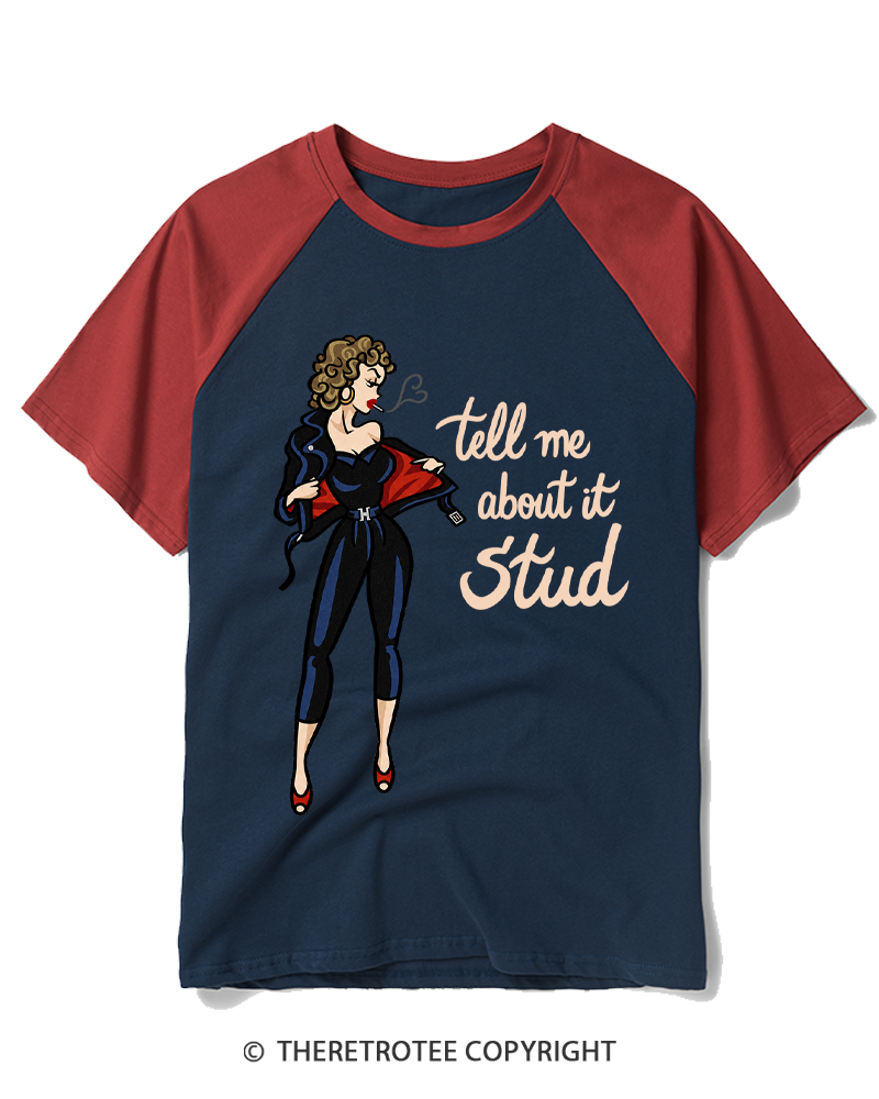 TheRetroTee Vintage Tell Me About It Stud Raglan Baseball T-Shirt
