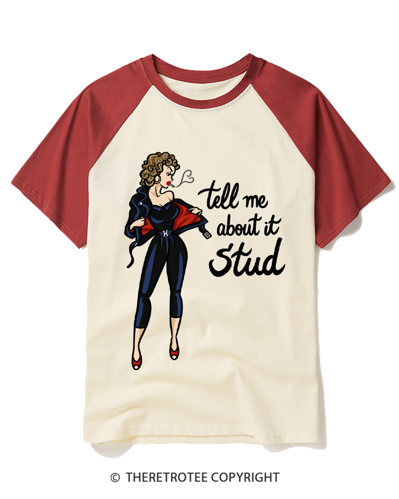 TheRetroTee Vintage Tell Me About It Stud Raglan Baseball T-Shirt
