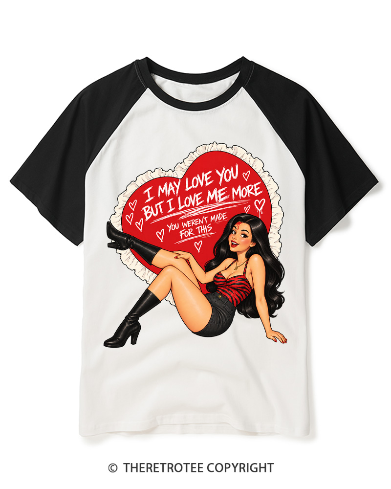 TheRetroTee Vintage I May Love You Raglan Baseball T-Shirt