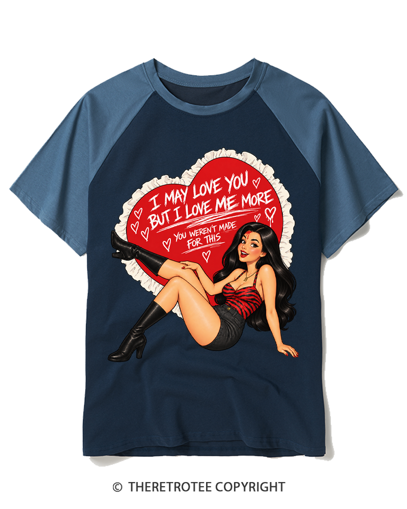 TheRetroTee Vintage I May Love You Raglan Baseball T-Shirt