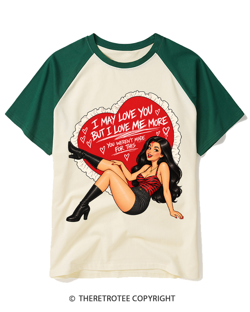 TheRetroTee Vintage I May Love You Raglan Baseball T-Shirt