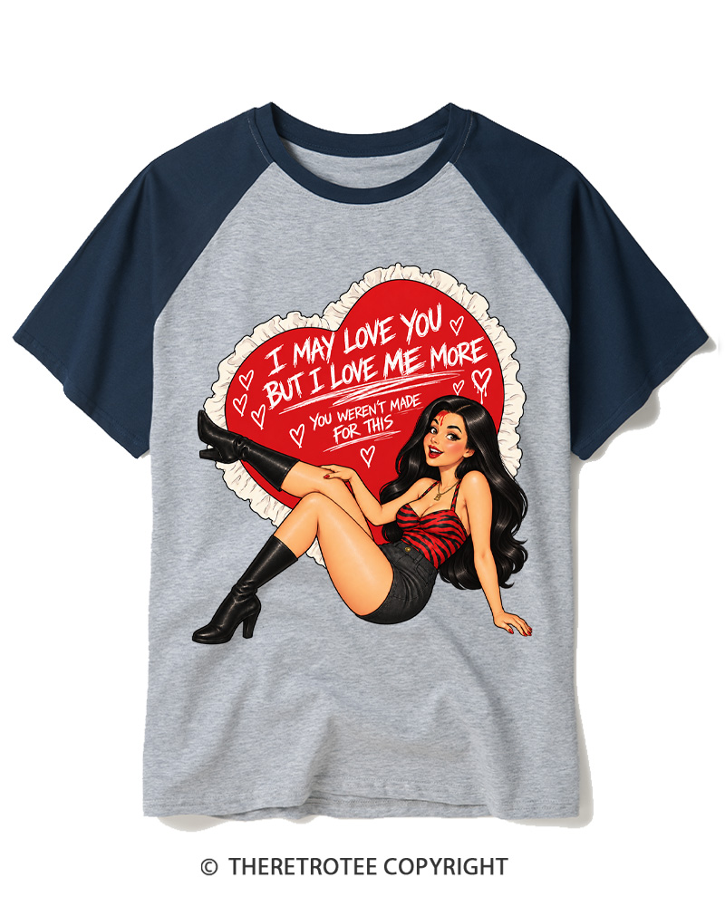 TheRetroTee Vintage I May Love You Raglan Baseball T-Shirt