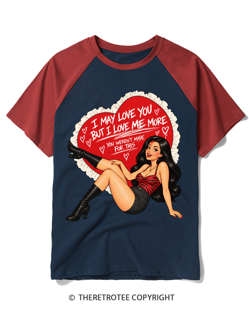 TheRetroTee Vintage I May Love You Raglan Baseball T-Shirt