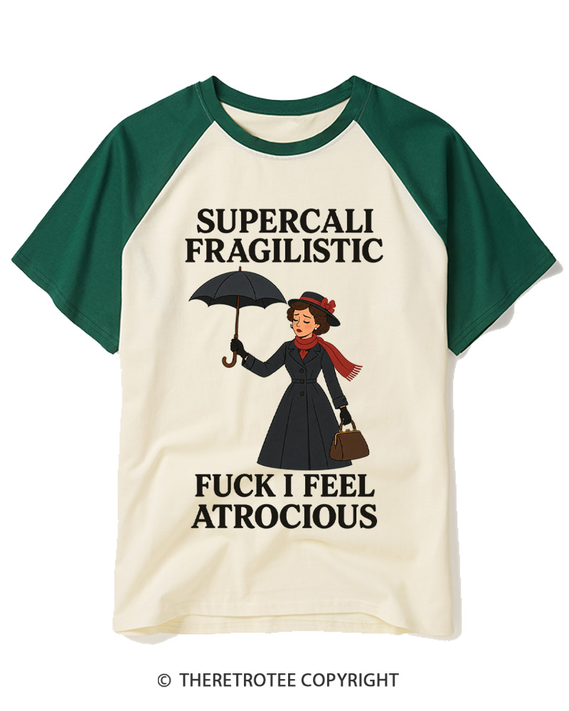 TheRetroTee 1960s Vintage Lady Supercali Fragilistic Raglan Baseball T-Shirt