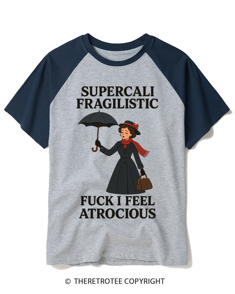 TheRetroTee 1960s Vintage Lady Supercali Fragilistic Raglan Baseball T-Shirt