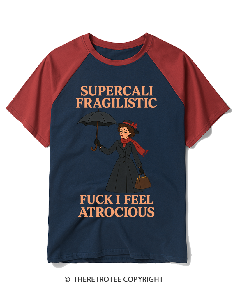 TheRetroTee 1960s Vintage Lady Supercali Fragilistic Raglan Baseball T-Shirt