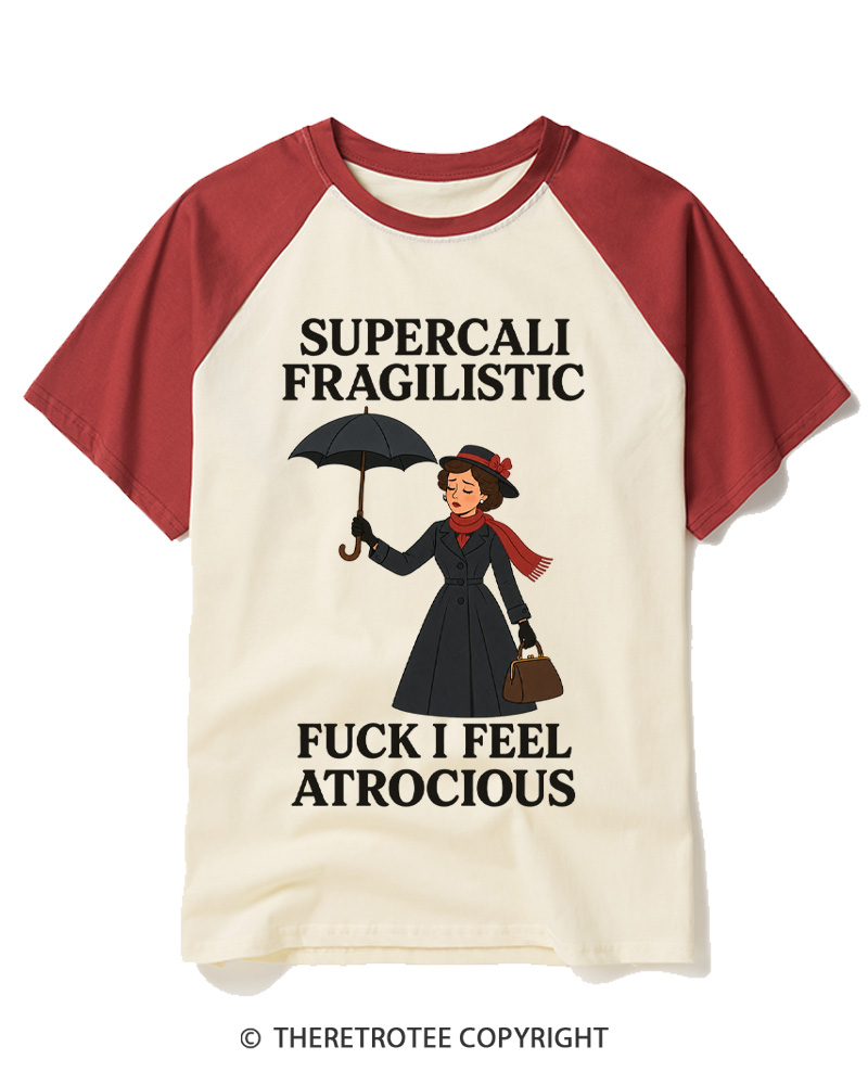 TheRetroTee 1960s Vintage Lady Supercali Fragilistic Raglan Baseball T-Shirt