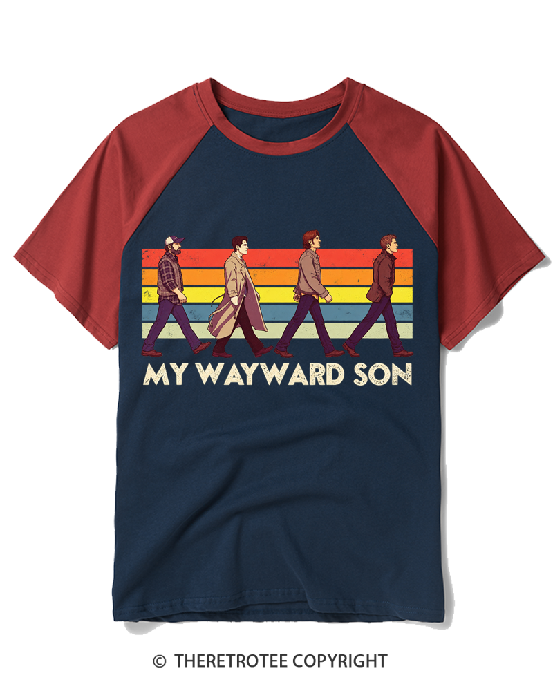 TheRetroTee 1970s Born To Wander Raglan Baseball T-Shirt