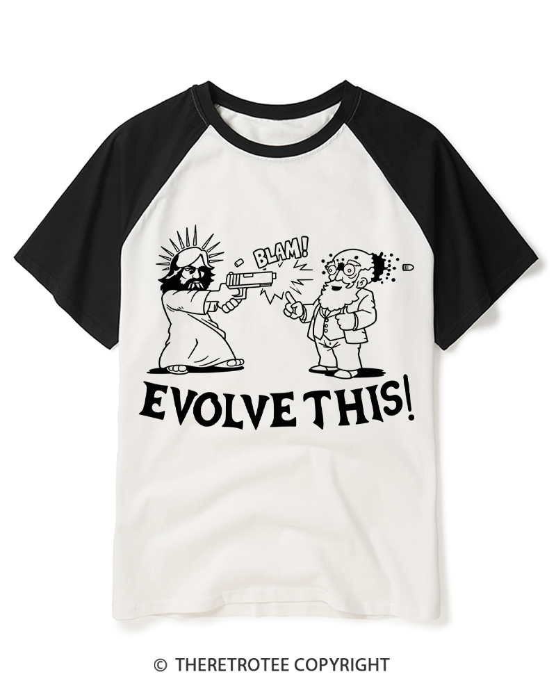 TheRetroTee Evolution Humor Vintage Raglan Baseball T-Shirt