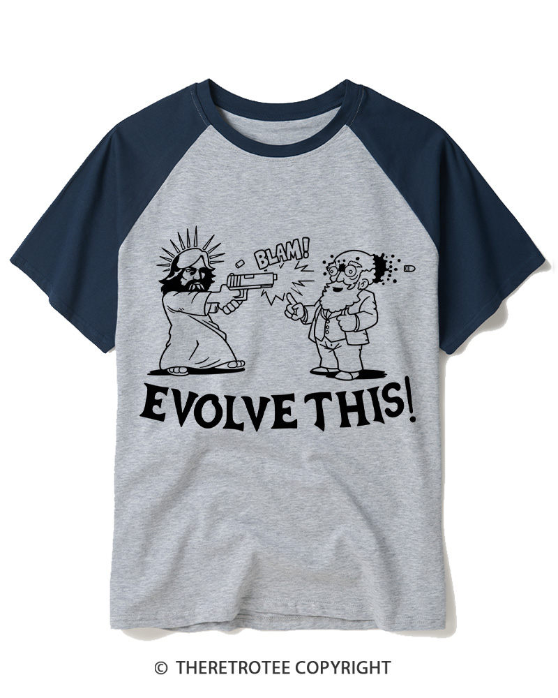 TheRetroTee Evolution Humor Vintage Raglan Baseball T-Shirt