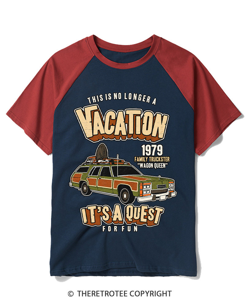 TheRetroTee This Is No Longer A Vacation 1980s Raglan Baseball T-Shirt