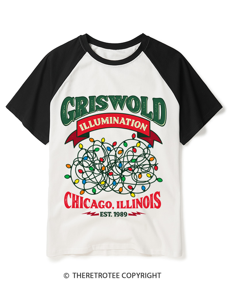 TheRetroTee Illumination 1980s Raglan Baseball T-Shirt