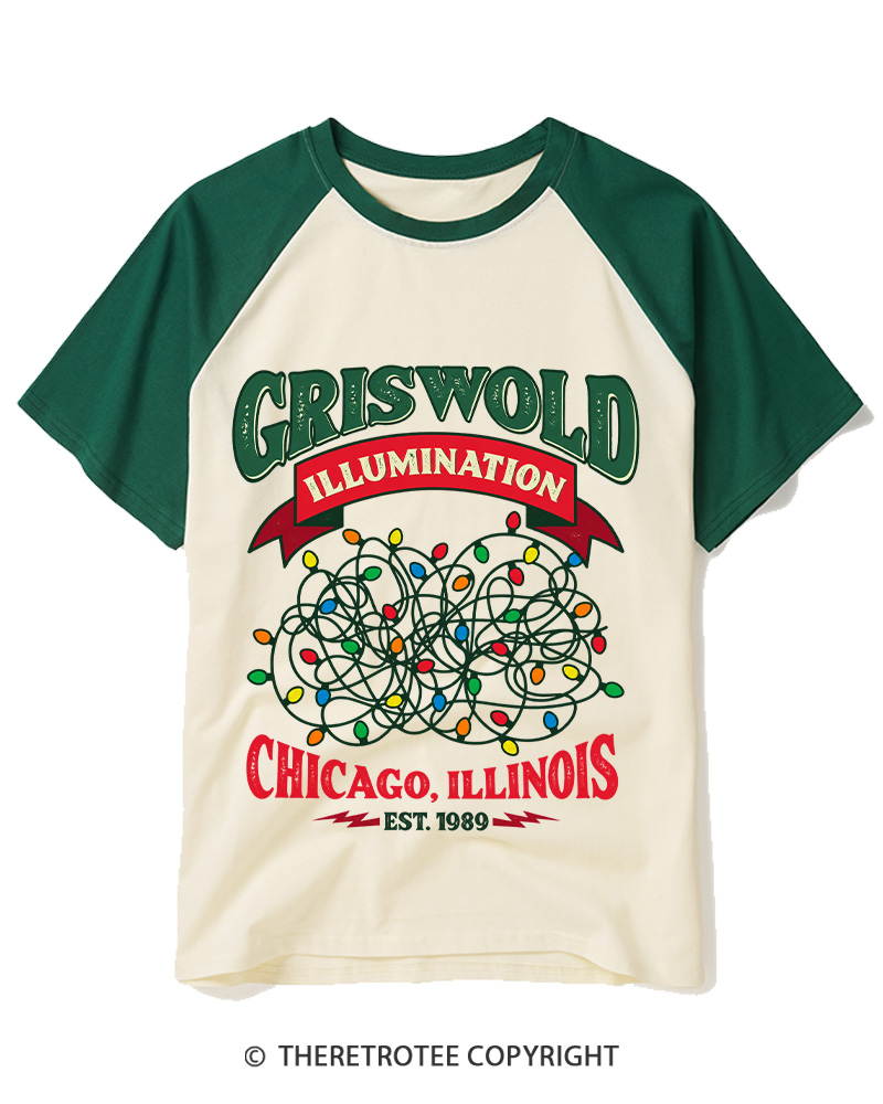 TheRetroTee Illumination 1980s Raglan Baseball T-Shirt