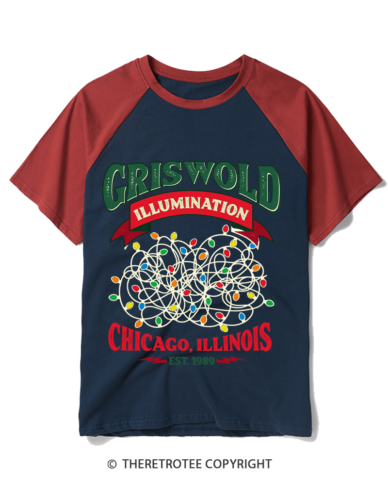 TheRetroTee Illumination 1980s Raglan Baseball T-Shirt