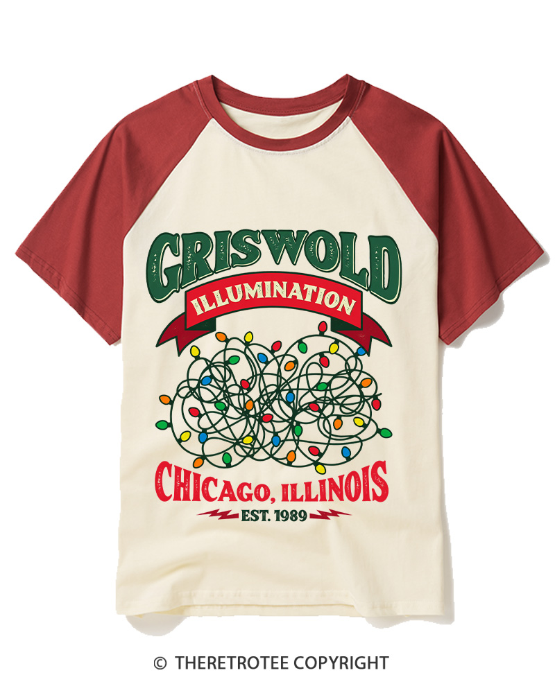 TheRetroTee Illumination 1980s Raglan Baseball T-Shirt