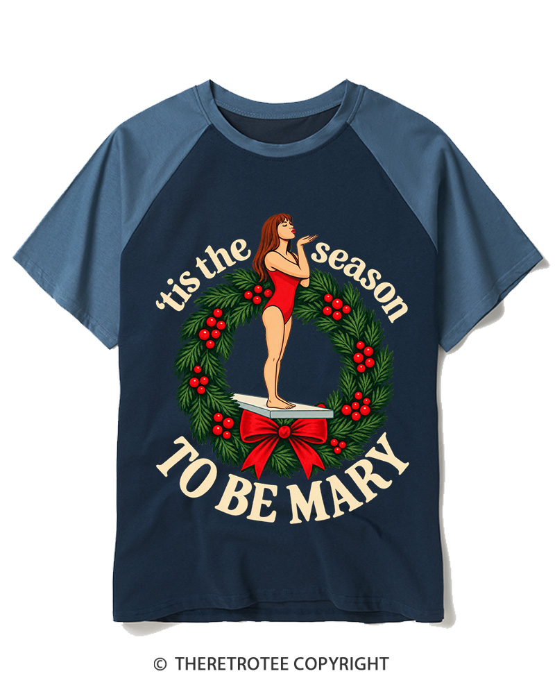 TheRetroTee Tis the Season 1980s Raglan Baseball T-Shirt