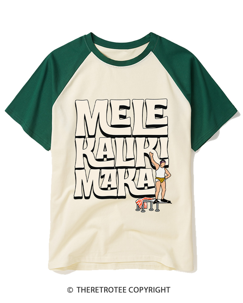 TheRetroTee Mele Kalikimaka1980s Raglan Baseball T-Shirt